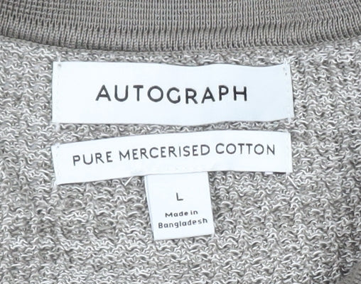 Marks and Spencer Autograph Men's Grey L Cotton Knit Polo Shirt