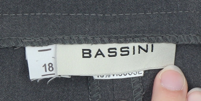 Bassini Women's Grey Straight Leg Stretch Trousers Size 18
