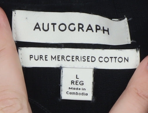 Marks and Spencer Autograph Men's Black L Collared Cotton Knit Jumper