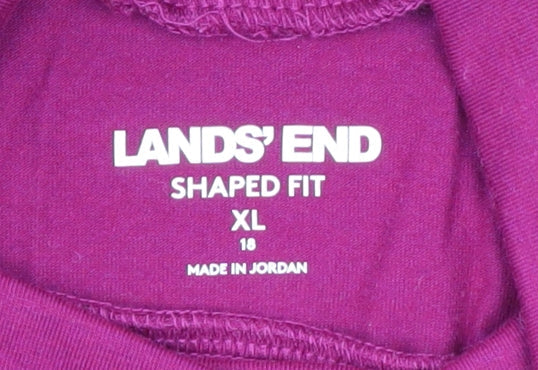 Lands' End Women's Purple Roll Neck Long Sleeve Jersey Top XL