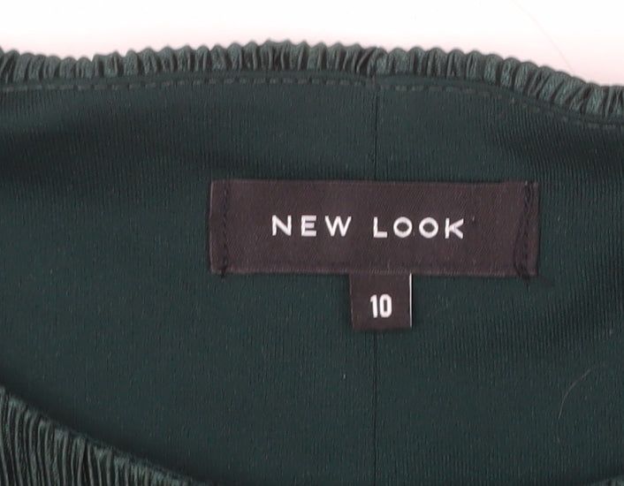 New Look Women Green Size 10 Velvet Shift Belted Dress