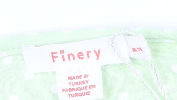Finery Women Green Polka Dot Midi Fit & Flare Dress Size 10