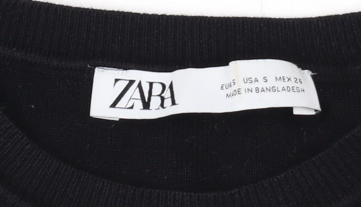 Zara Women's Black Cropped Sleeveless Slim Knit Tank Top S