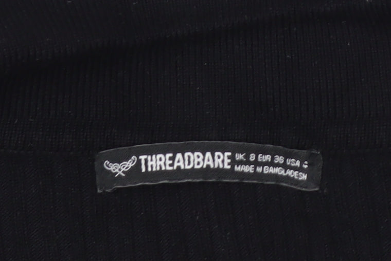 Threadbare Womens Black Long Sleeve Button Cardigan Size 8