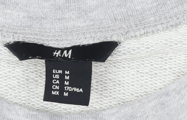 H&M Womens Grey Short Sleeve Pullover Sweatshirt Size 12 Graphic Print