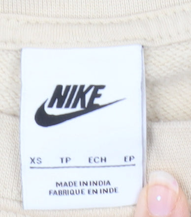 Nike Mens Beige XS Crew Neck Sweatshirt Cotton Blend Fleece