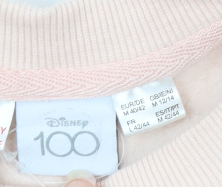 Disney Women Beige Minnie Mouse Crew Neck Pullover Sweatshirt Size 12/14
