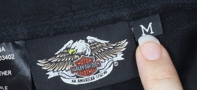 Harley-Davidson Men's Black Full Zip Hoodie M Classic Biker Style