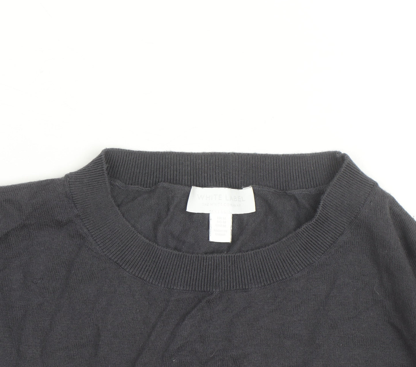 The White Company Men's Grey Striped Cotton Crew Neck Jumper M