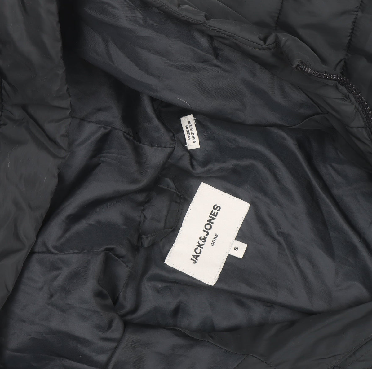 Jack & Jones Men's Black Puffer Jacket Hooded Size S