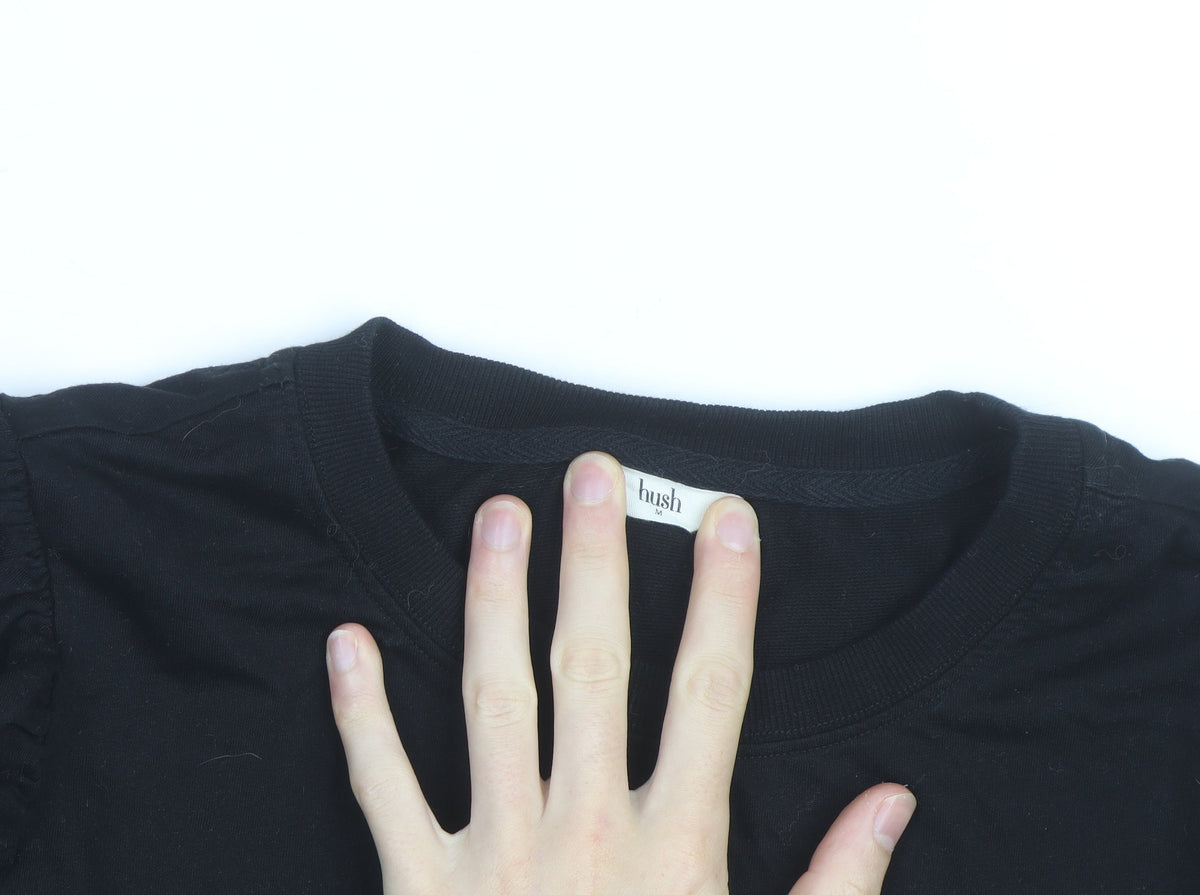 Hush Black Long Sleeve Cotton Jersey Top M Unisex Casual