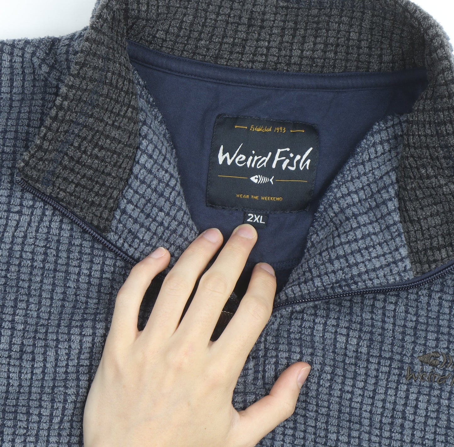 Weird Fish Men's Blue 2XL Half Zip Fleece Sweatshirt