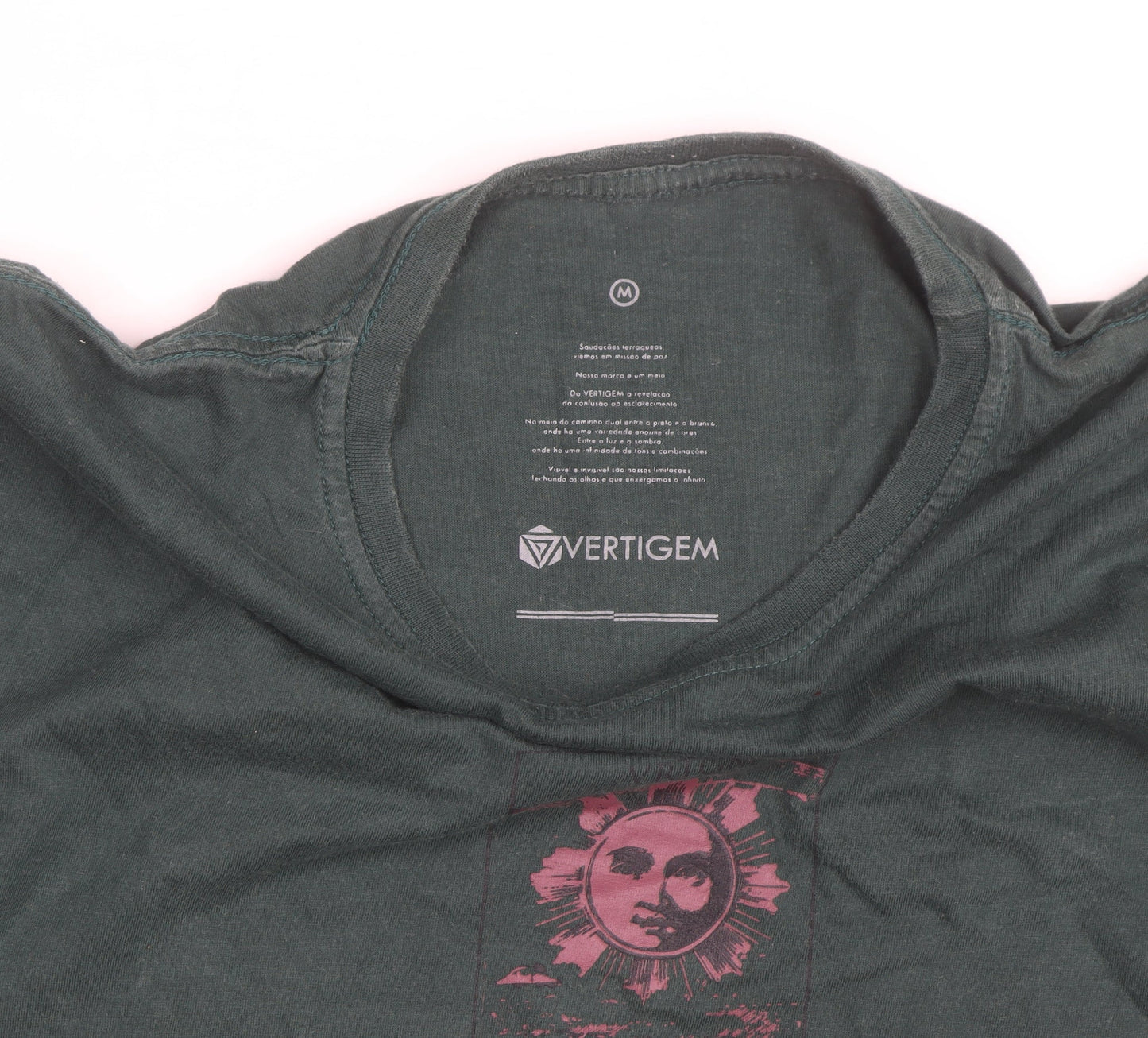 VERTIGEM Men's Green Graphic Print Cotton T-Shirt Size M