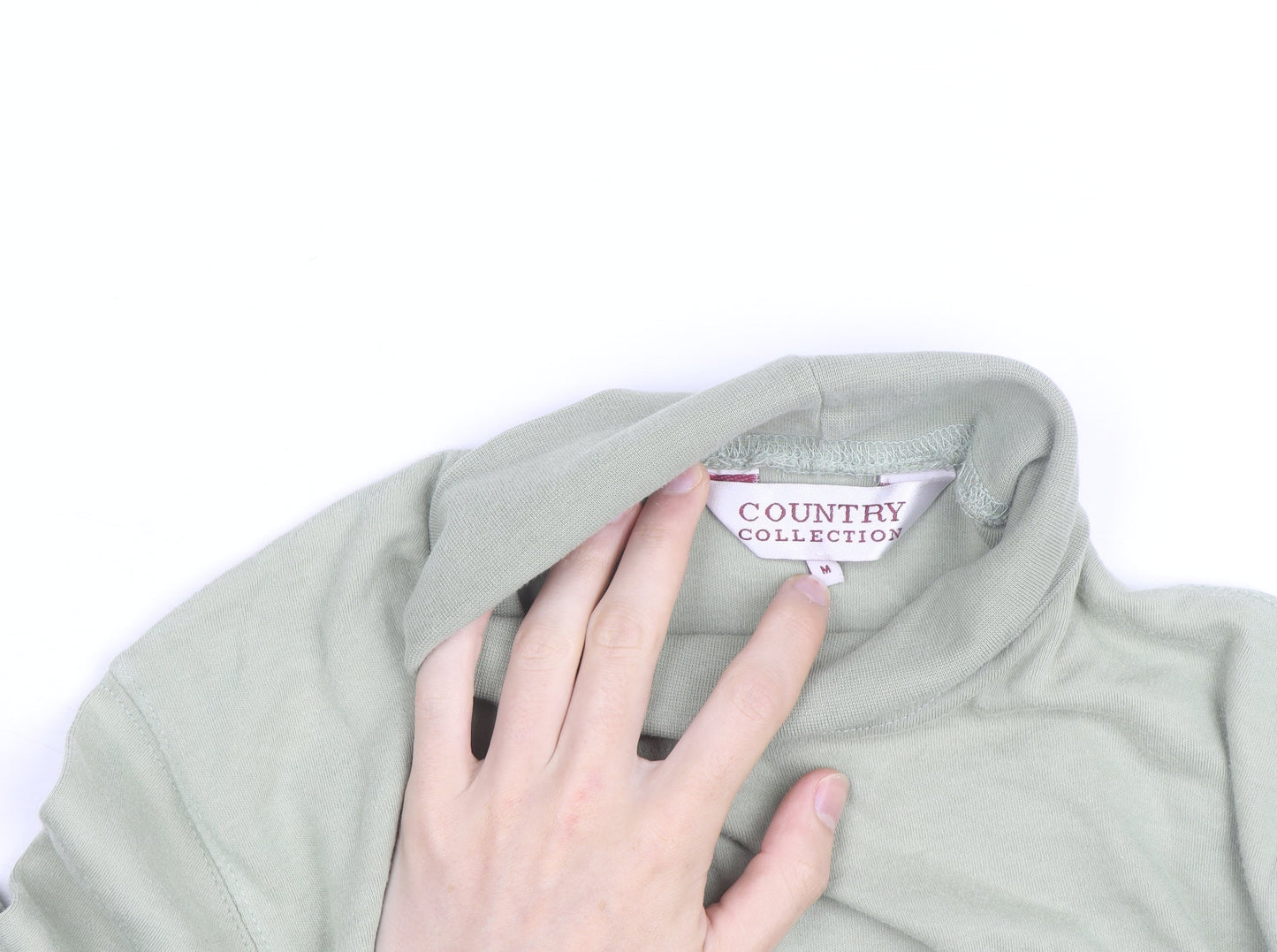 Country Collection Women’s Green Roll Neck Long Sleeve Cotton Top M