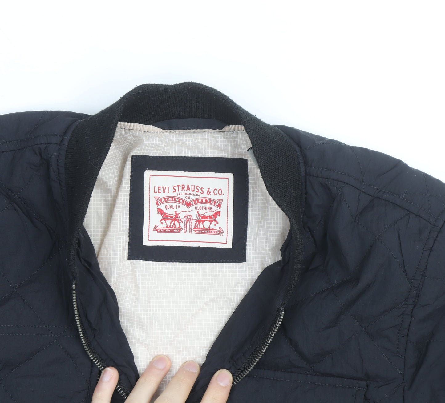 Levi's Men's Black Quilted Full Zip Mid-Length Casual Jacket S