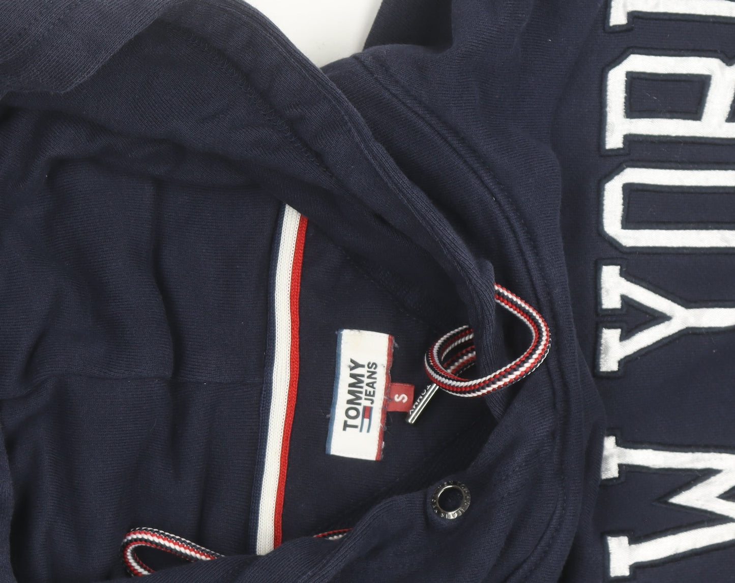 Tommy Jeans Men's Blue Pullover Hoodie Small Embroidered Logo