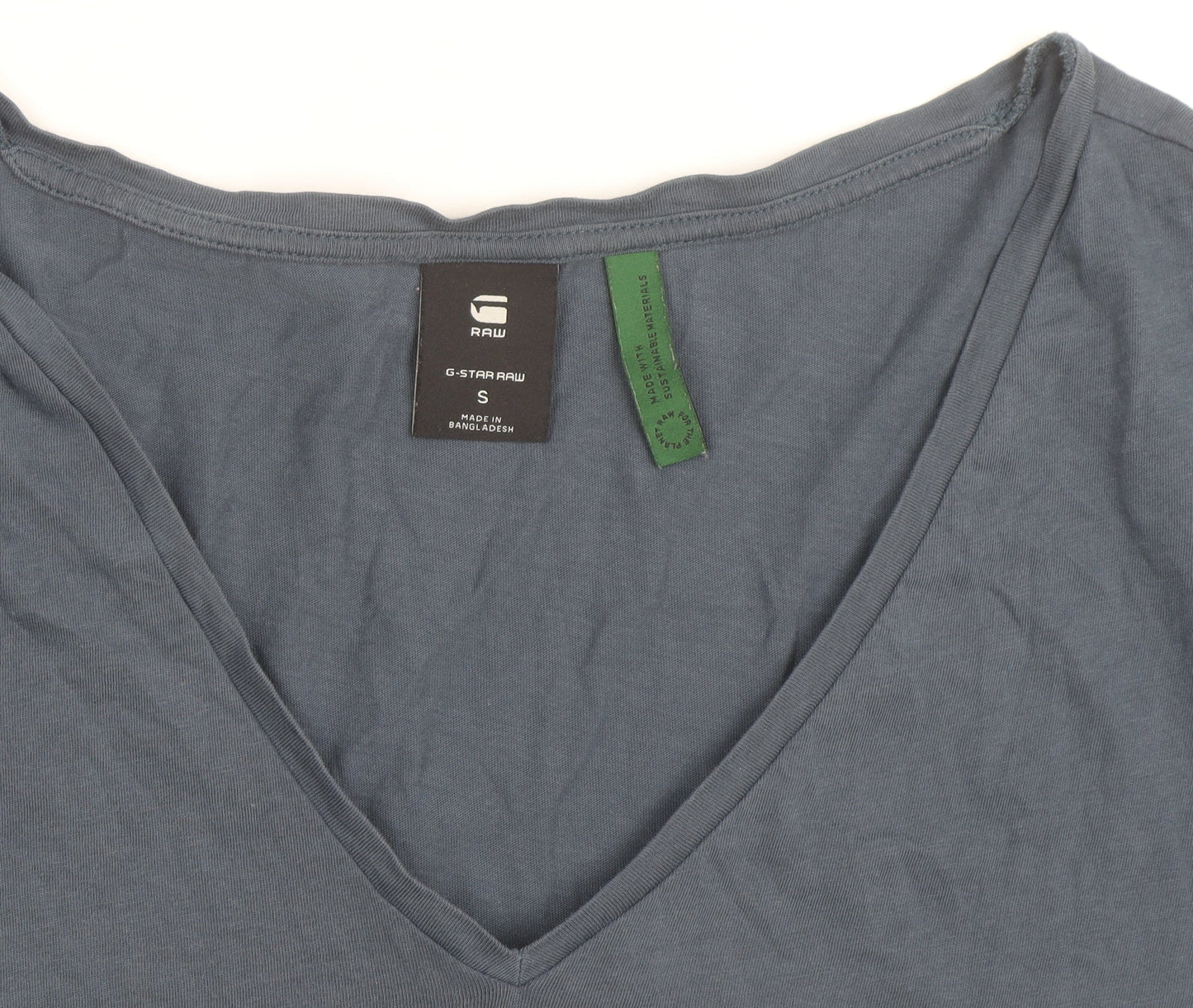G-Star RAW Women's Blue V-Neck Long Sleeve Cotton T-Shirt Size S