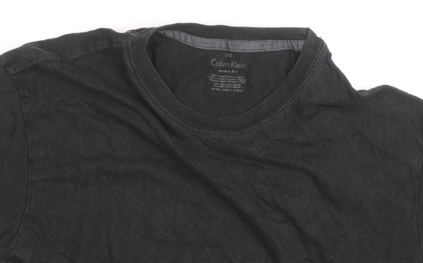 Calvin Klein Men's Black Cotton Crew Neck T-Shirt Size L