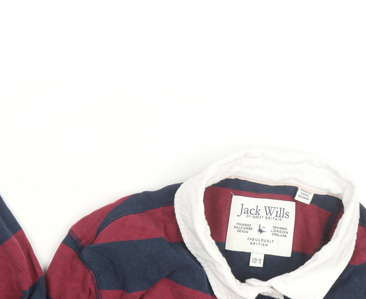 Jack Wills Men's Multicoloured Striped Rugby Shirt M Long Sleeve Cotton