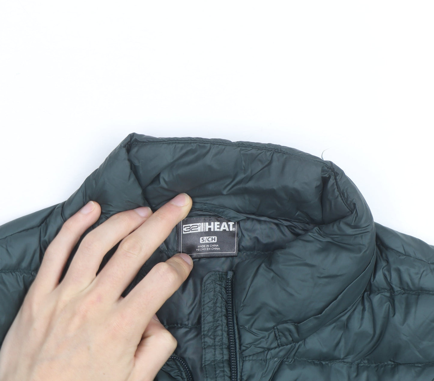 32 Degrees Heat Men's Green Puffer Jacket Size S Lightweight Down