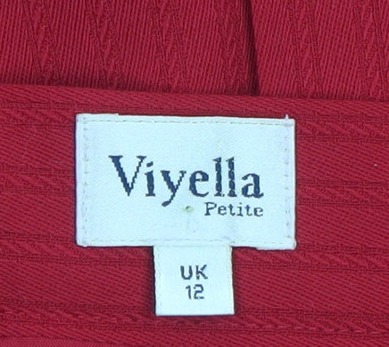 Viyella Women Red Wool Blend Petite Pencil Skirt UK12