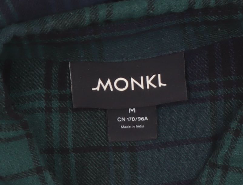 Monki Womens Green Check Flannel Button-Up Shirt Size 12