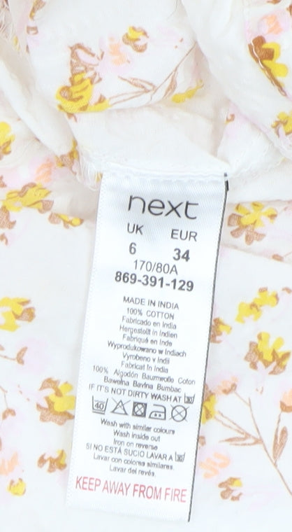 Next Women’s White Floral Puff Sleeve Midi Dress Size 6
