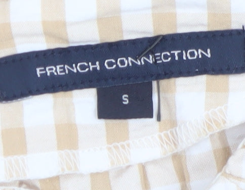French Connection Women’s Beige Check Midi A-Line Cotton Dress Size S