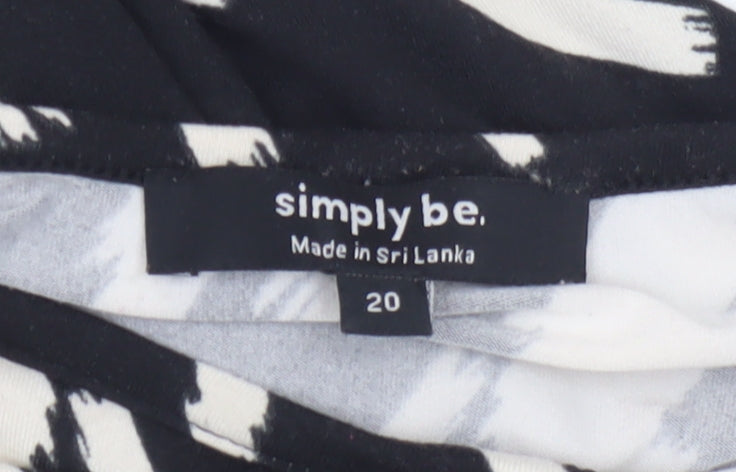 Simply Be Women's Black White Midi A-Line Dress Size 20