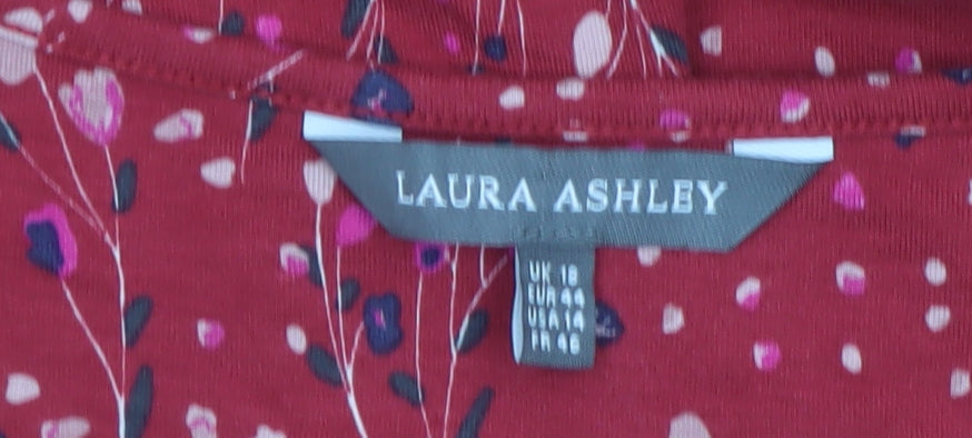 Laura Ashley Women's Red Floral Belted Shift Dress Size 18