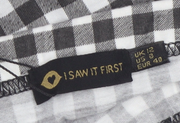 I Saw It First Womens Black Check Pleated Short Skirt Size 12