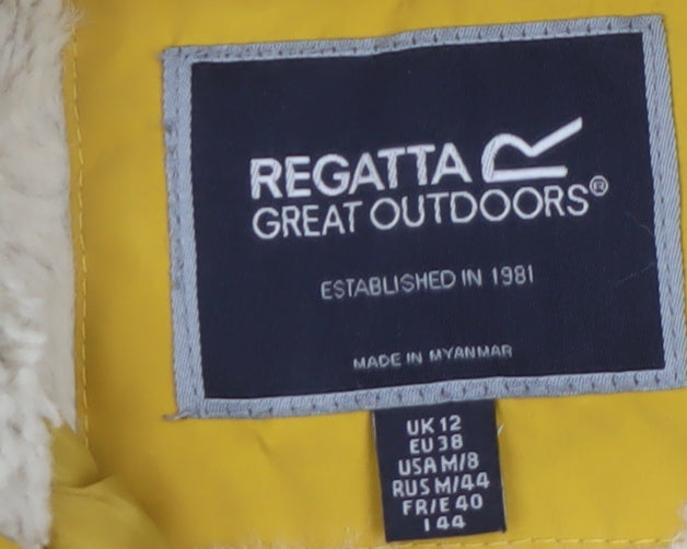 Regatta Womens Yellow Hooded Parka Jacket Size 12 Water Resistant