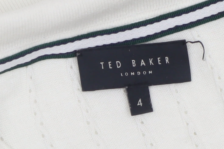 Ted Baker Men's White Cotton Knit Polo Shirt Size L