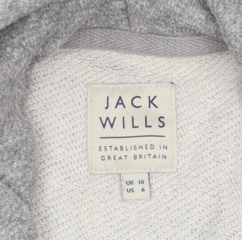 Jack Wills Womens Grey Pullover Hoodie UK 10 Cotton Blend