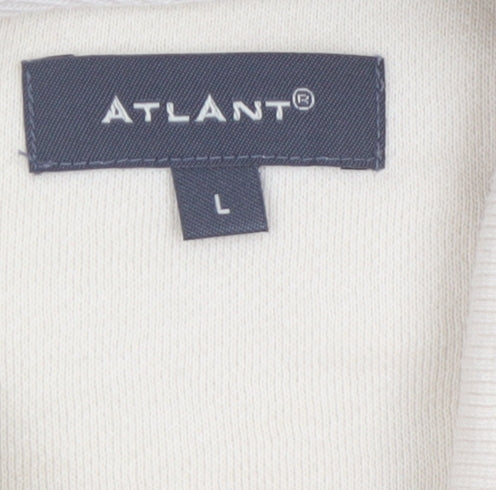 Atlant Mens Beige 1/4 Zip High Neck Sweatshirt Size L