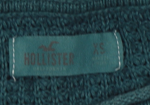 Hollister Womens Green Waffle Knit Long Sleeve Pullover Jumper XS