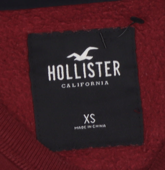 Hollister Men's Burgundy Logo Sweatshirt XS Crew Neck Pullover