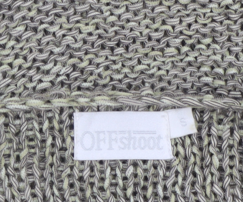 OFFshoot Women's Grey Chunky Knit V-Neck Jumper Size S