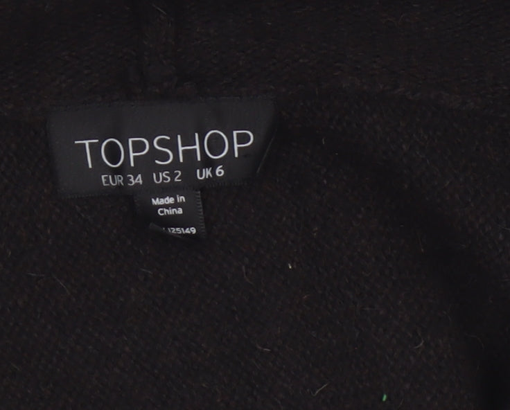 Topshop Women Black Wool Blend Cowl Neck Short Sleeve Jumper UK 6