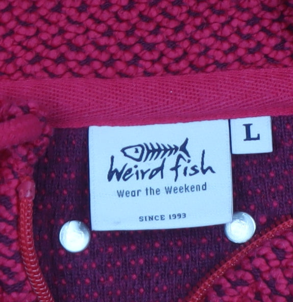 Weird Fish Men's Red 1/4 Zip Pullover Knit Sweatshirt Size L