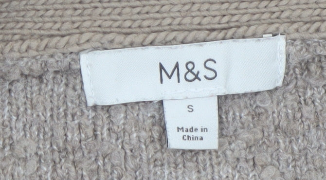 Marks and Spencer Women Beige Wool Blend Button Cardigan Size S