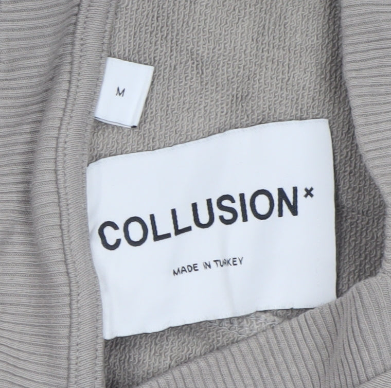 Collusion Women Beige Sleeveless Vest Hoodie Medium Cotton Casual