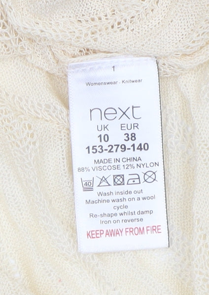 Next Women Beige Knit Long Sleeve Basic Crew Neck Top Size 10