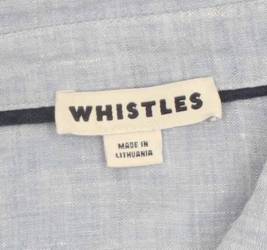 Whistles Women Blue Linen Long Sleeve Collared Button-Up Shirt UK 4