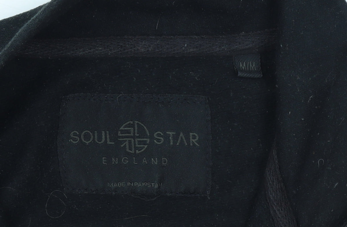 Soul Star Men's Black 1/2 Zip High Neck Fleece Sweatshirt Size M