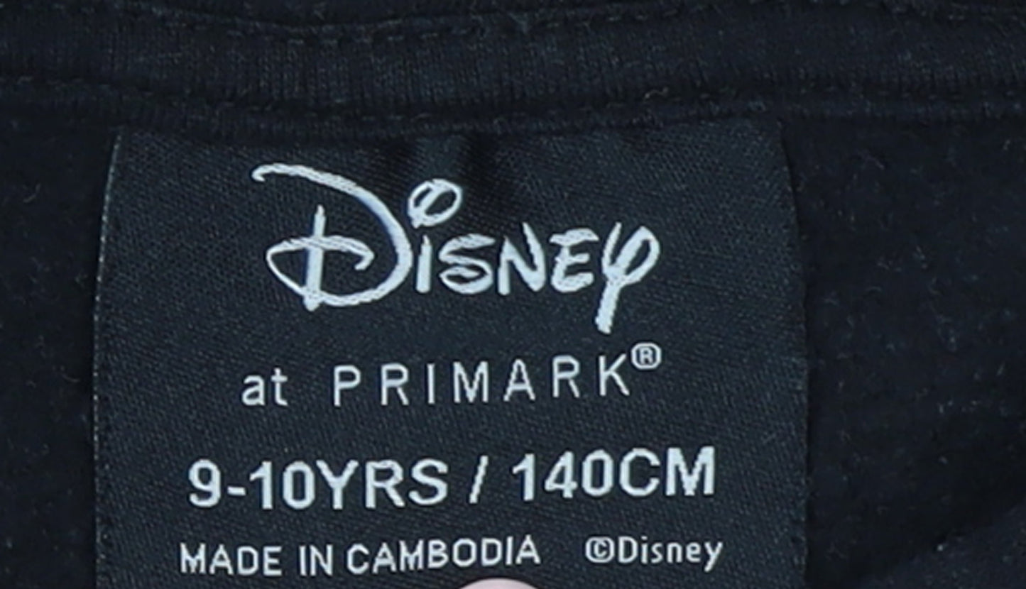 Disney at Primark Girls Black Hoodie 9-10 Years Pullover Graphic Fleece