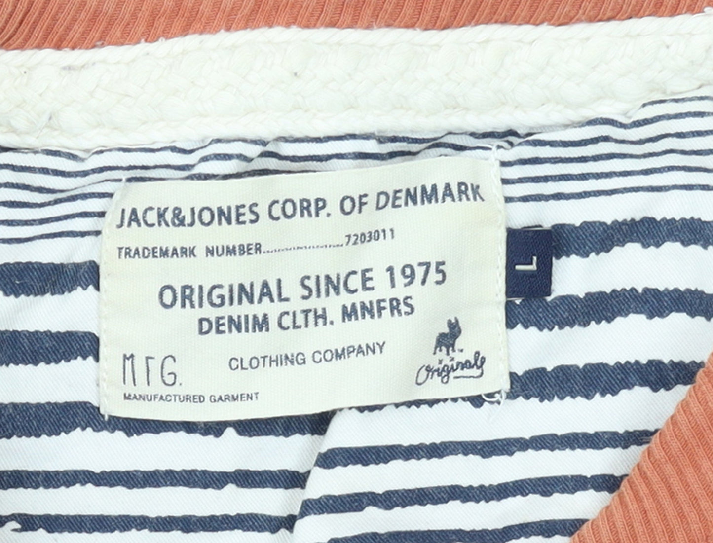 Jack & Jones Men's Orange Crew Neck Pullover Sweatshirt L Graphic Print