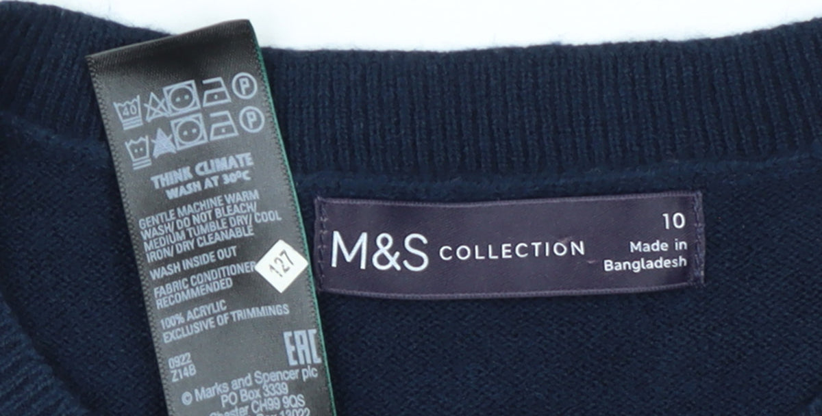 Marks & Spencer Women’s Blue Polka Dot Acrylic Jumper Size 10