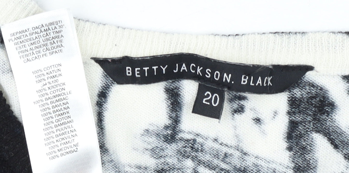Betty Jackson Black Womens Black Art Print Cotton Pullover Jumper Size 20