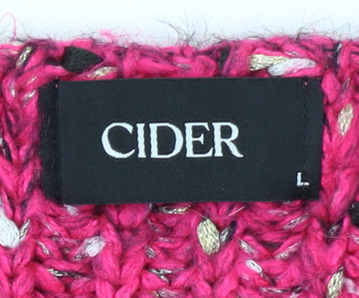 Cider Women Pink L Chunky Knit V-Neck Pullover Jumper